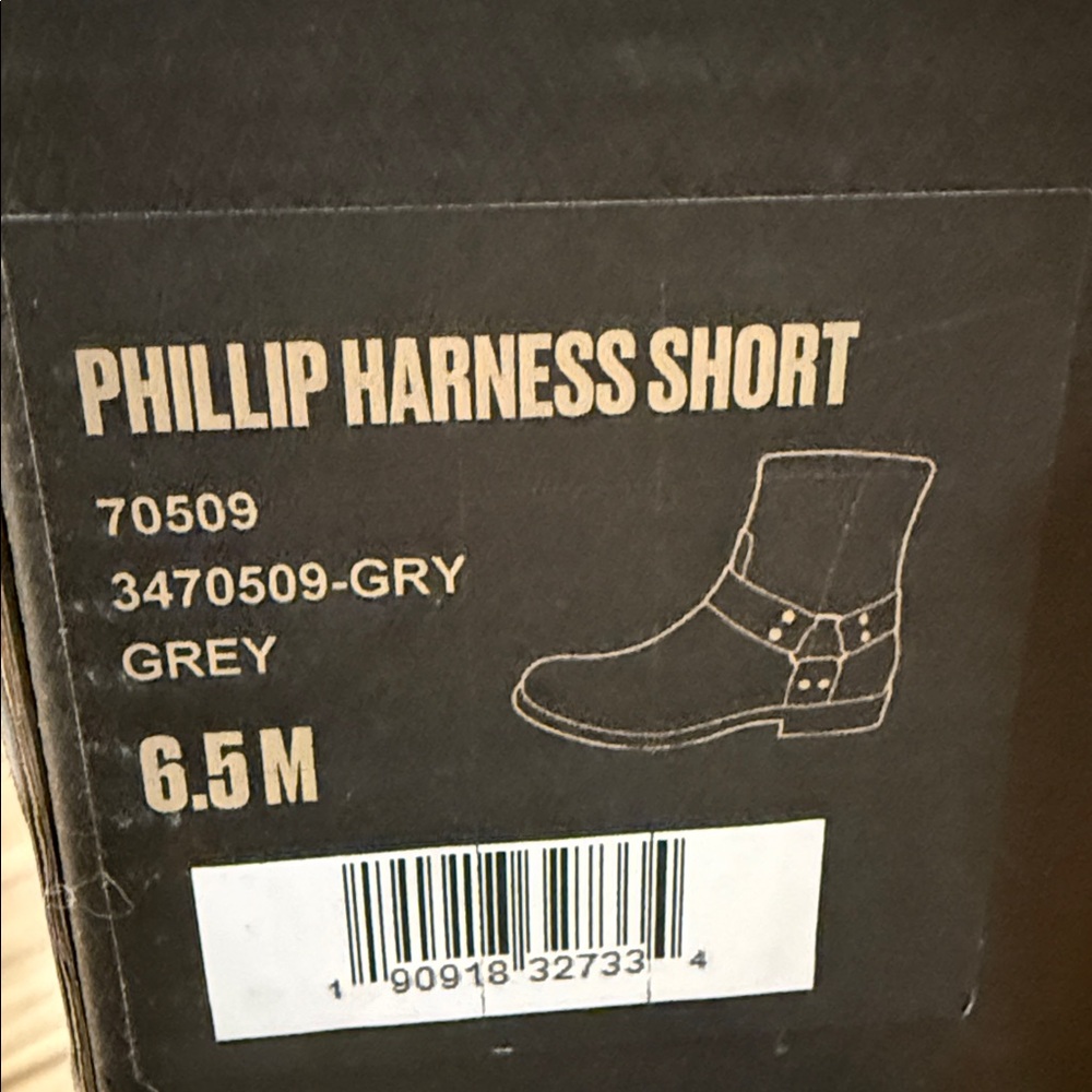 NWT Frye "Phillip" Harness Grey Brown Short Boots 6.5 - Picture 7 of 7